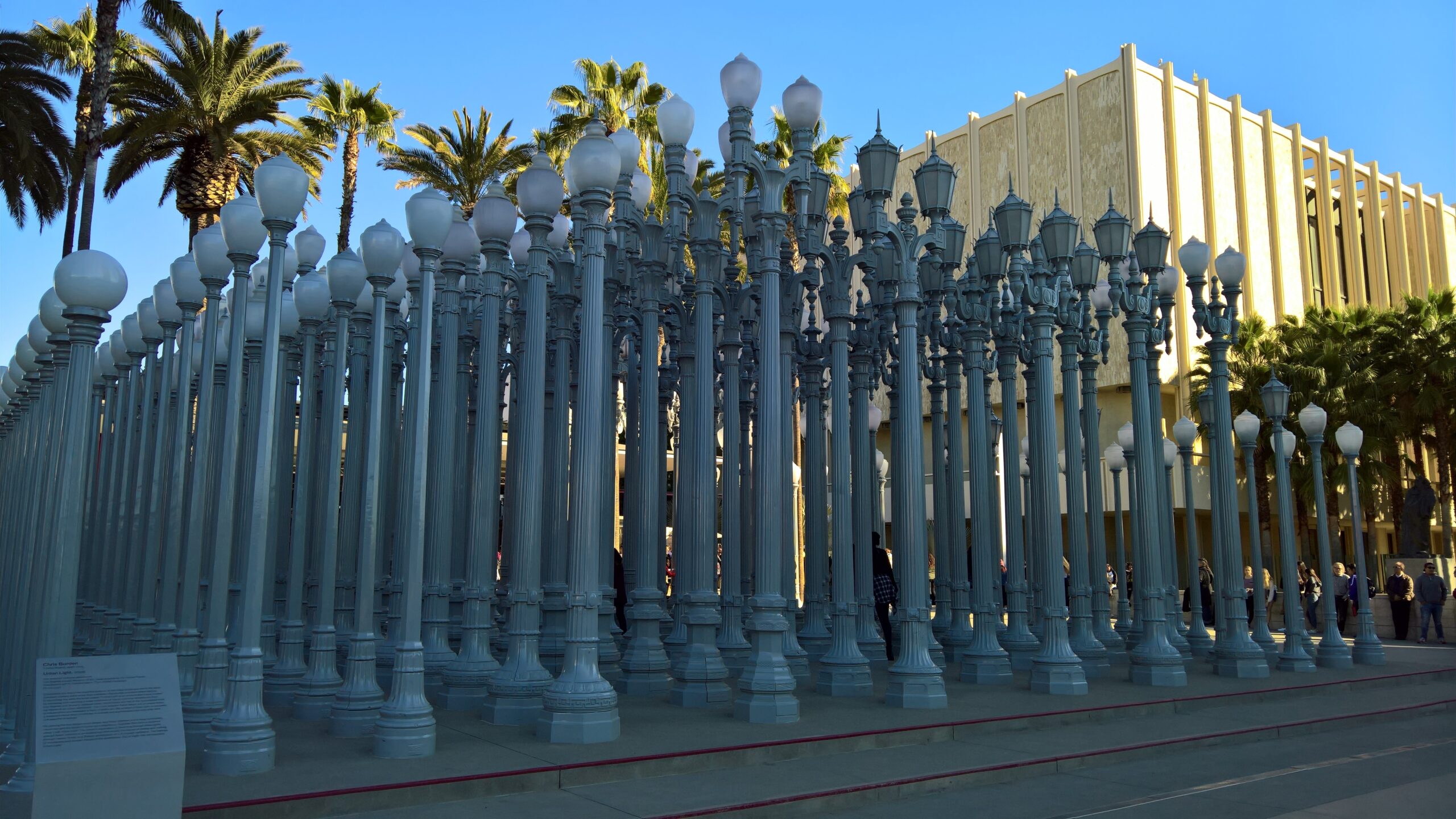 art installation of light posts