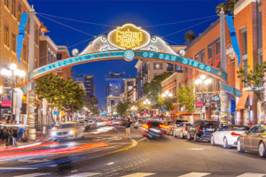gaslamp quarter at night
