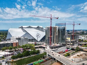 Centennial Yards and nearby Mercedes-Stadium