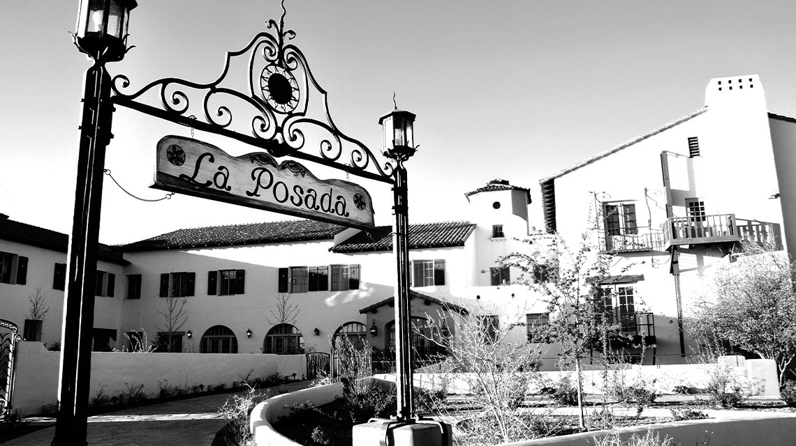 Black and white image of La Posada
